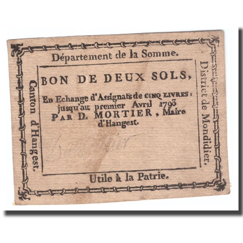 Francja, 2 Sols, Undated (1791-92), Undated, HANGEST, AU(50-53)