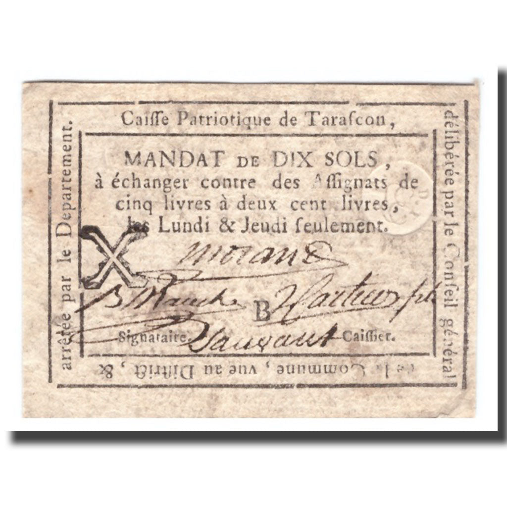 França, 10 Sols, Undated (1791-92), TARASCON, EF(40-45)