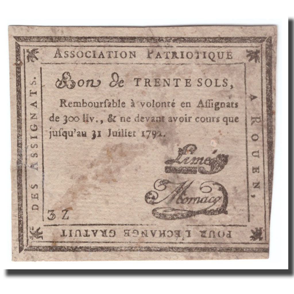 Frankreich, 30 Sols, 1792, 1792-07-31, ROUEN, S+