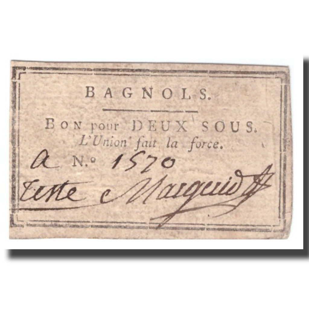 Francia, 2 Sous, Undated (1791-92), BAGNOLS, MBC