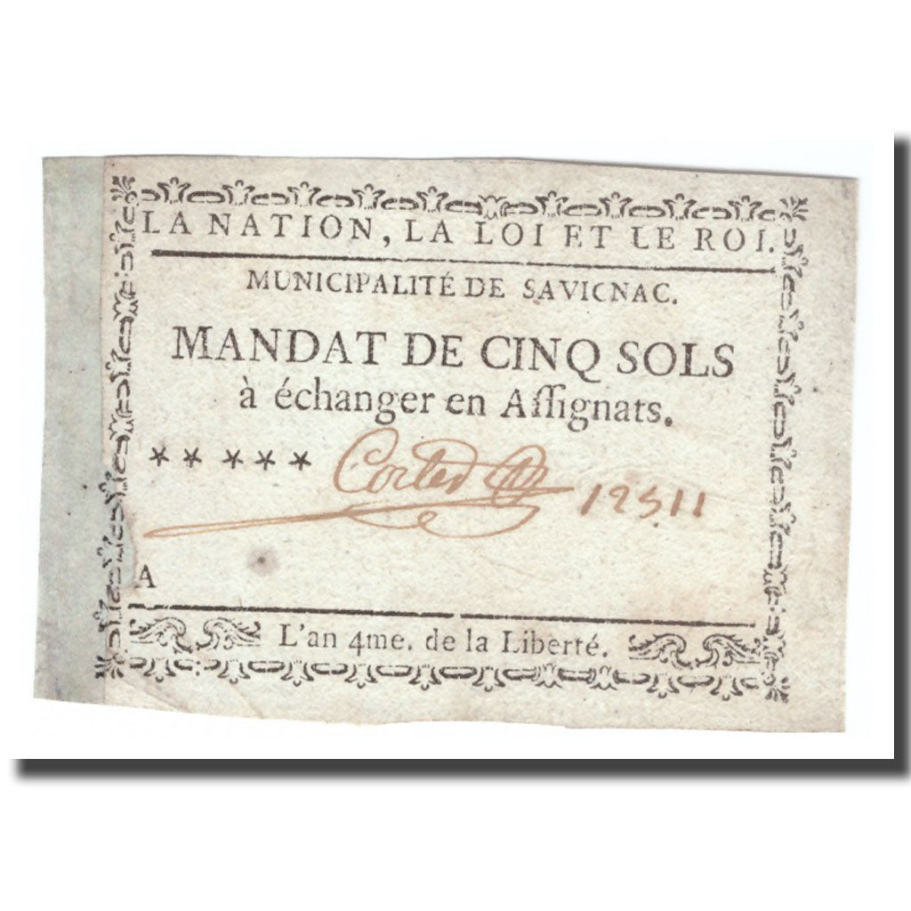 France, 5 Sols, Undated (1791-92), SAVIGNAC, EF(40-45)