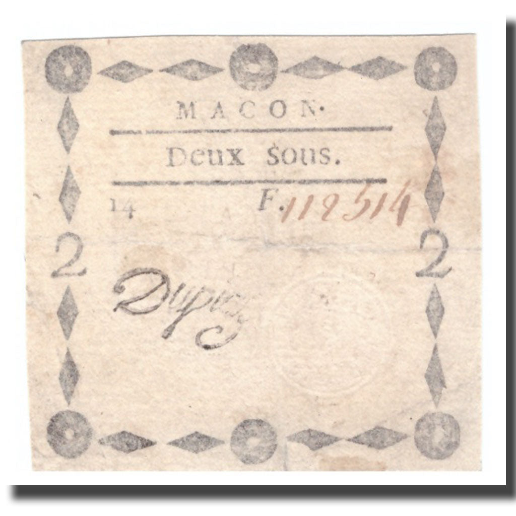 Francia, 2 Sous, Undated (1791-92), MACON, MBC