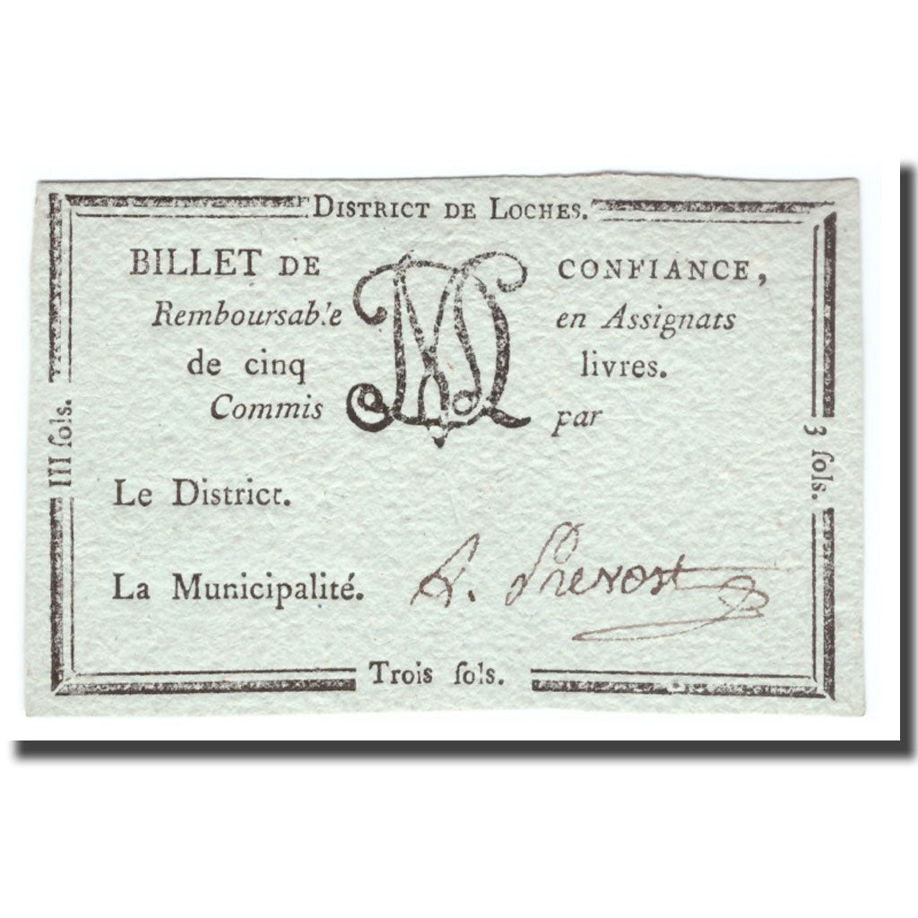 Francia, 3 Sols, Undated (1791-92), LOCHES, SPL