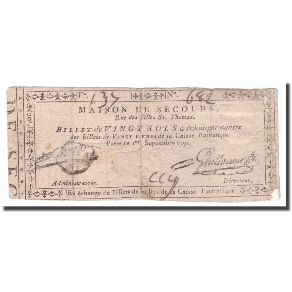 Francia, 20 Sols, 1791, 1791-11-01, PARIS, BC+