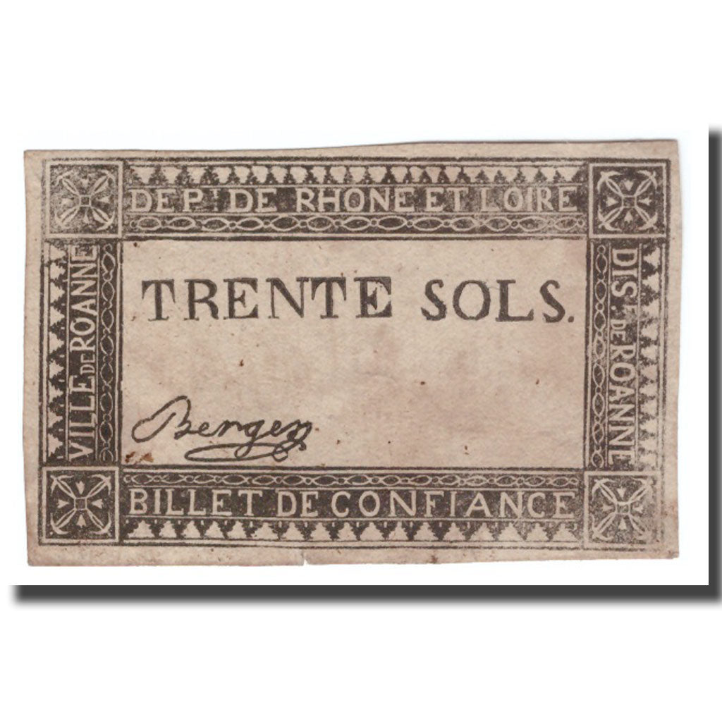 France, 30 Sols, Undated (1791-92), Rhône et Loire, EF(40-45)