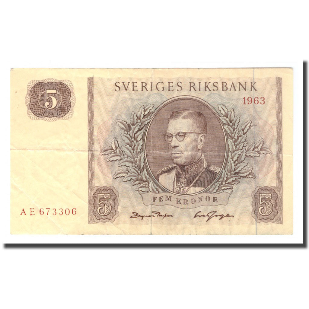 Banconote, Svezia, 5 Kronor, 1963, 1963, KM:50b, MB+