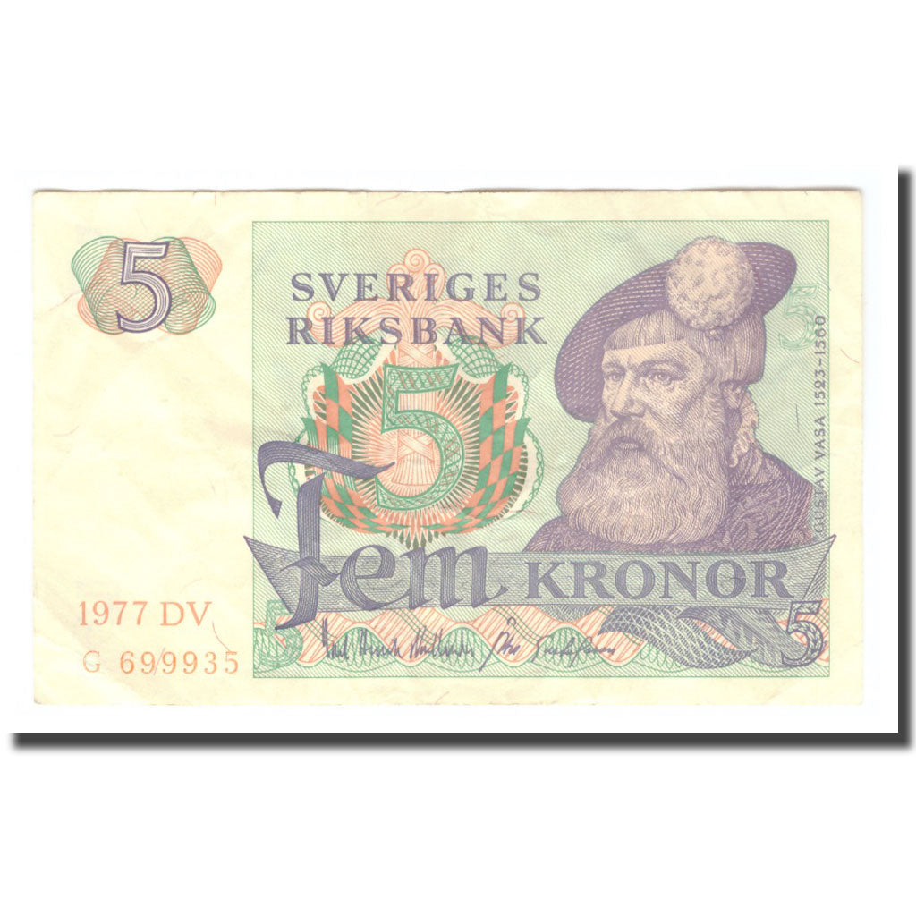 Banknote, Sweden, 5 Kronor, 1977, 1977, KM:51d, VF(30-35)