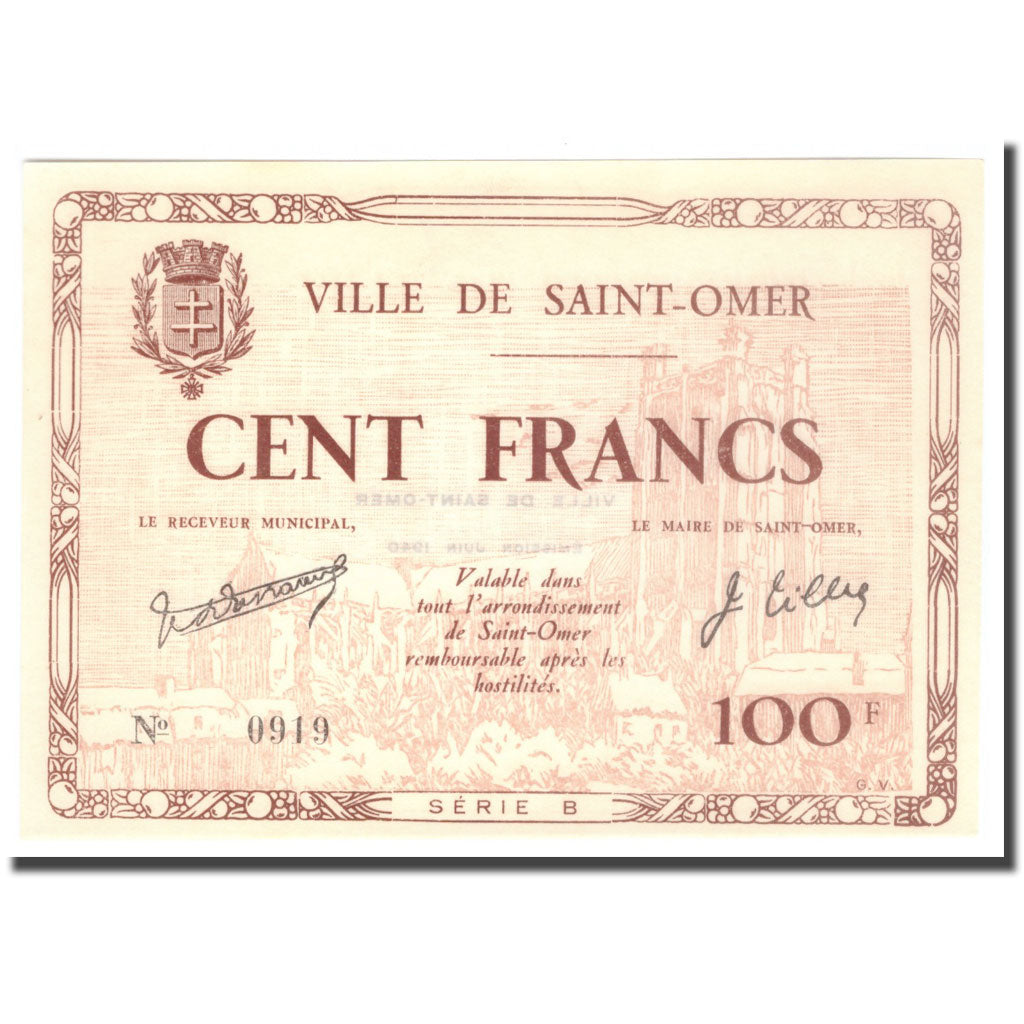 Francia, 100 Francs, 1940, 1940, SAINT OMER, FDS