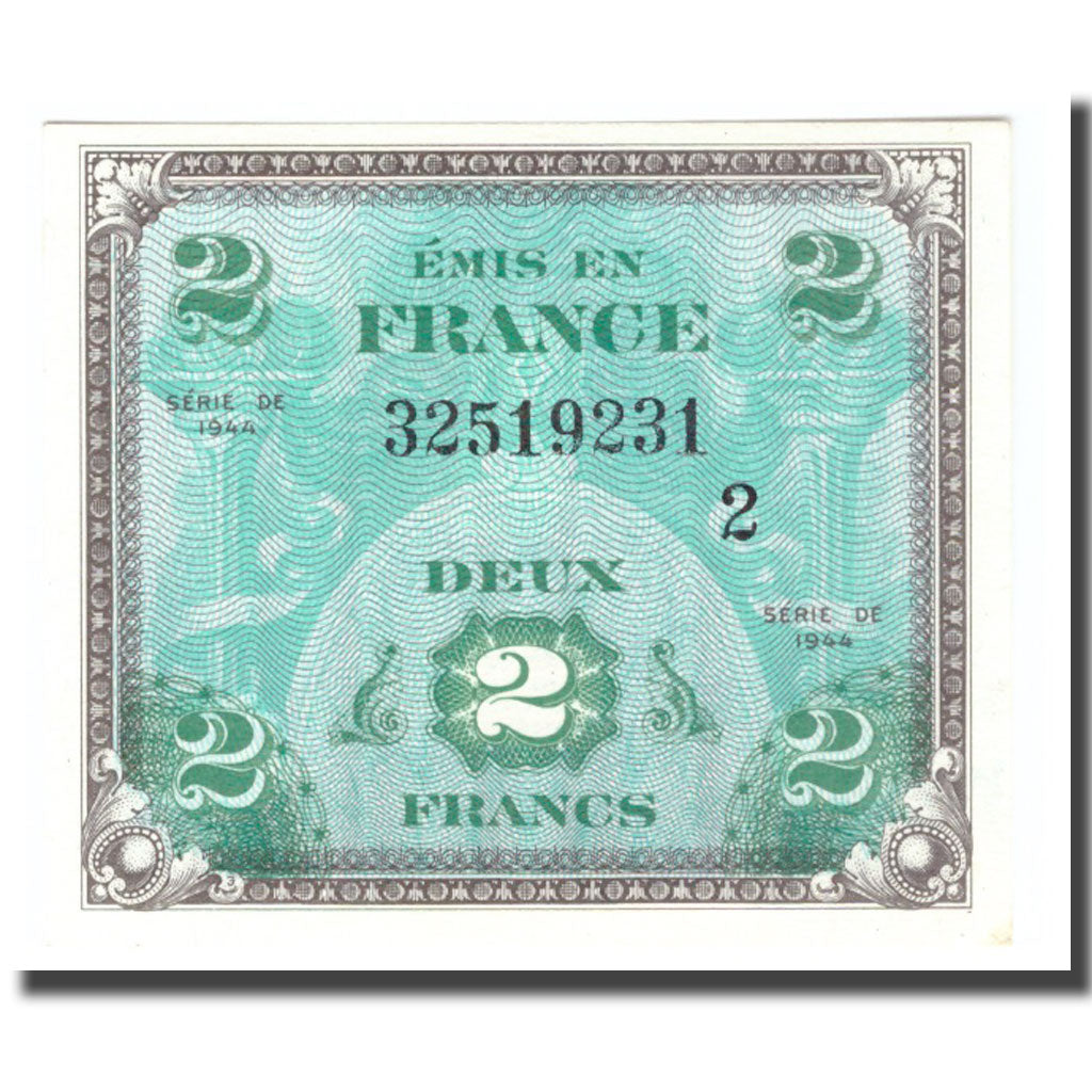 Francia, 2 Francs, Flag/France, 1944, 1944, SC+, Fayette:VF16.2, KM:114b