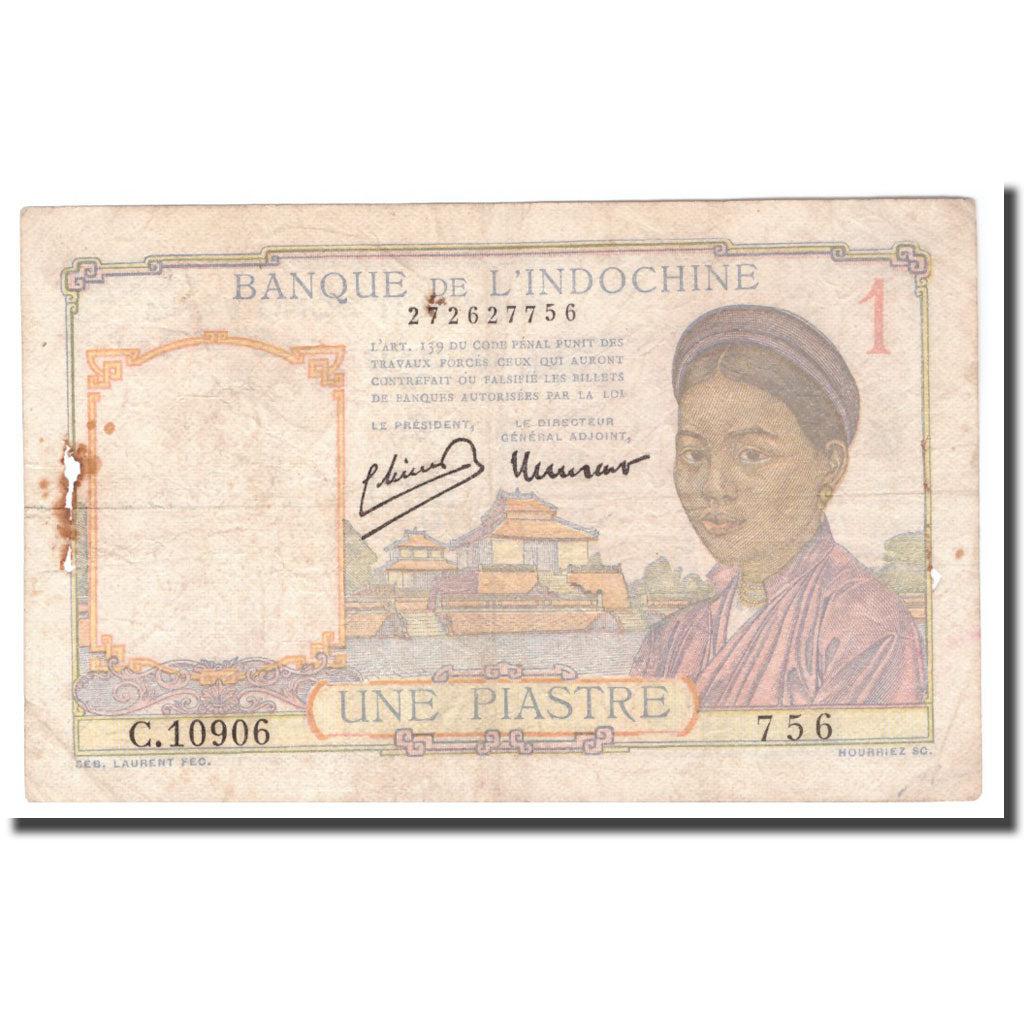 Geldschein, FRENCH INDO-CHINA, 1 Piastre, KM:54c, SGE