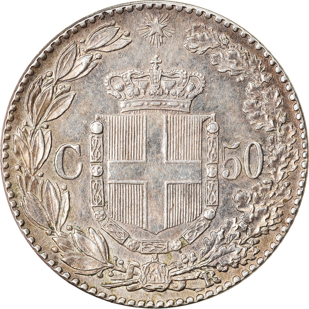 Coin, Italy, Umberto I, 50 Centesimi, 1889, Rome, MS(60-62), Silver, KM:26