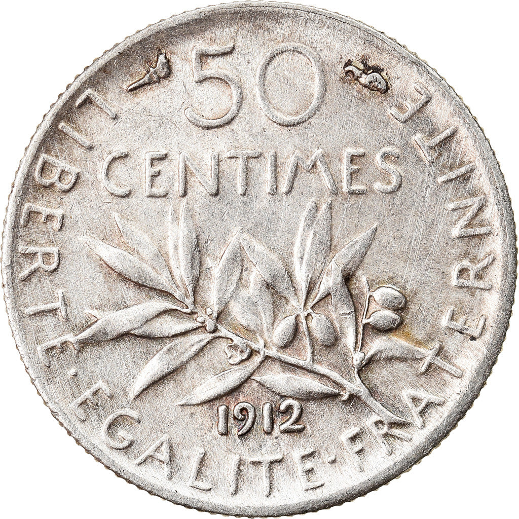 Monnaie, France, Semeuse, 50 Centimes, 1912, Paris, TTB, Argent, Gadoury:420
