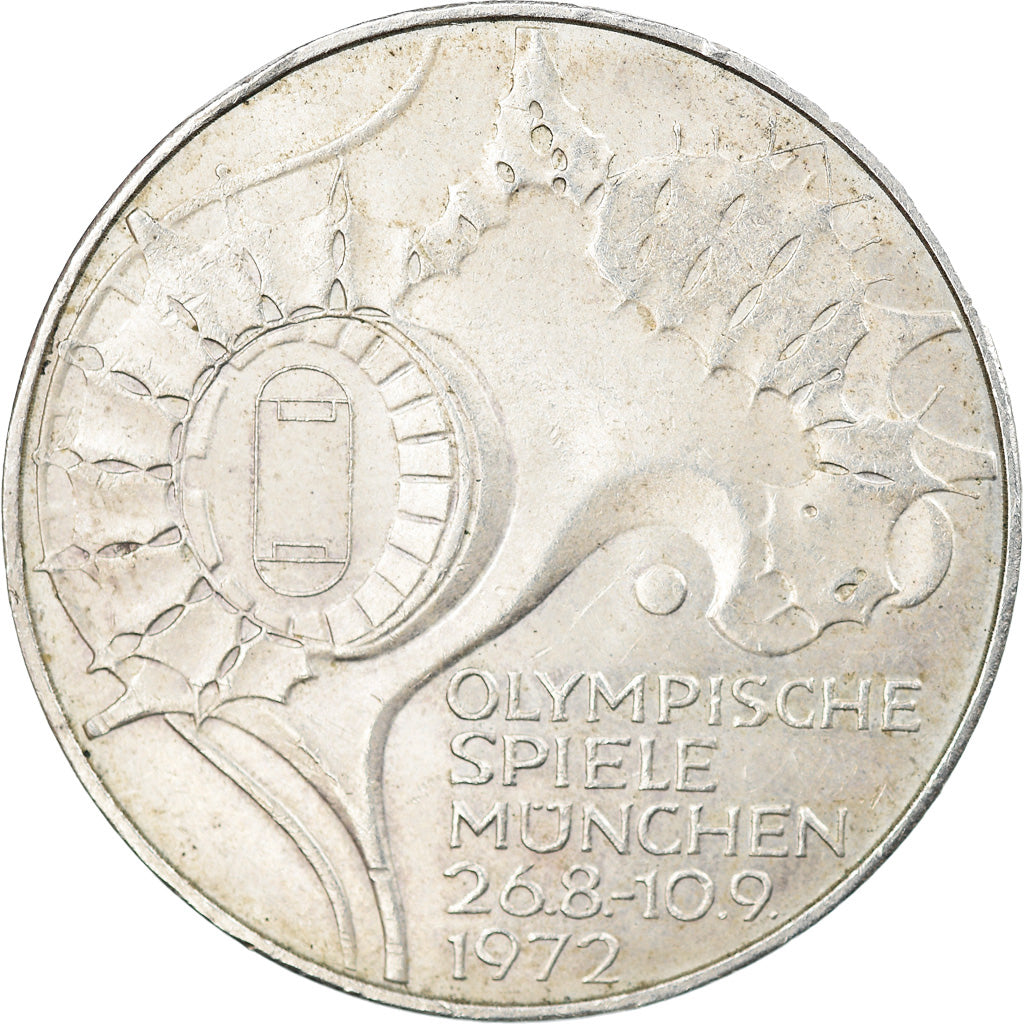 Coin, GERMANY - FEDERAL REPUBLIC, 10 Mark, 1972, Hambourg, AU(50-53), Silver