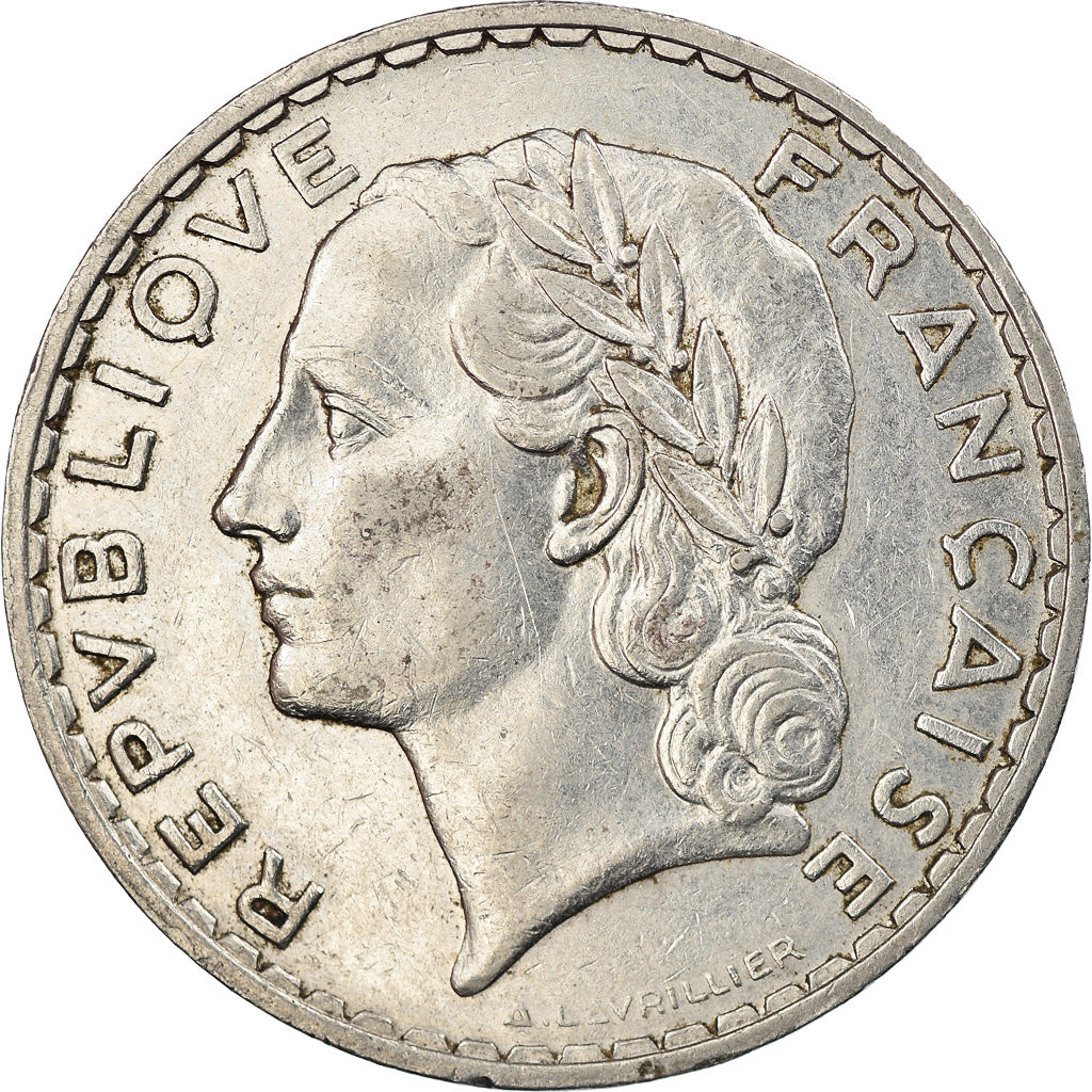 Moneta, Francja, Lavrillier, 5 Francs, 1933, Paris, EF(40-45), Nikiel, KM:888