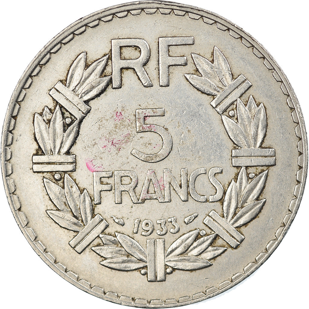 Moneta, Francja, Lavrillier, 5 Francs, 1933, Paris, EF(40-45), Nikiel, KM:888