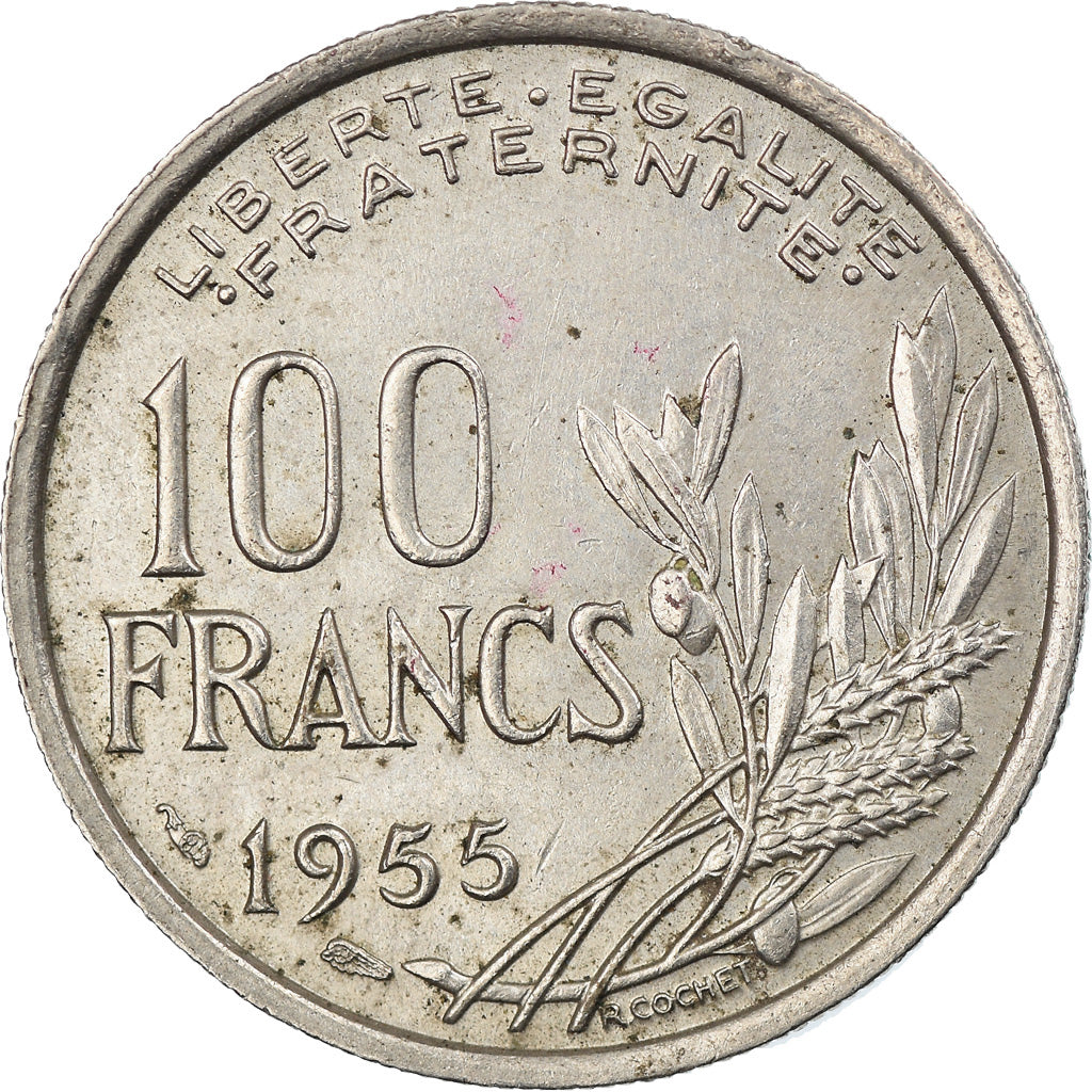 Moneda, Francia, Cochet, 100 Francs, 1955, MBC, Cobre - níquel, KM:919.1