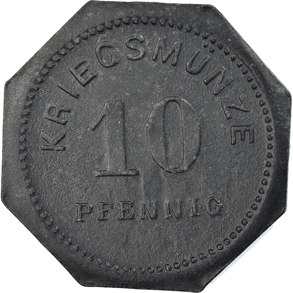 Moneta, Germania, Notgeld, Bensheim, 10 Pfennig, 1917, BB, Ferro