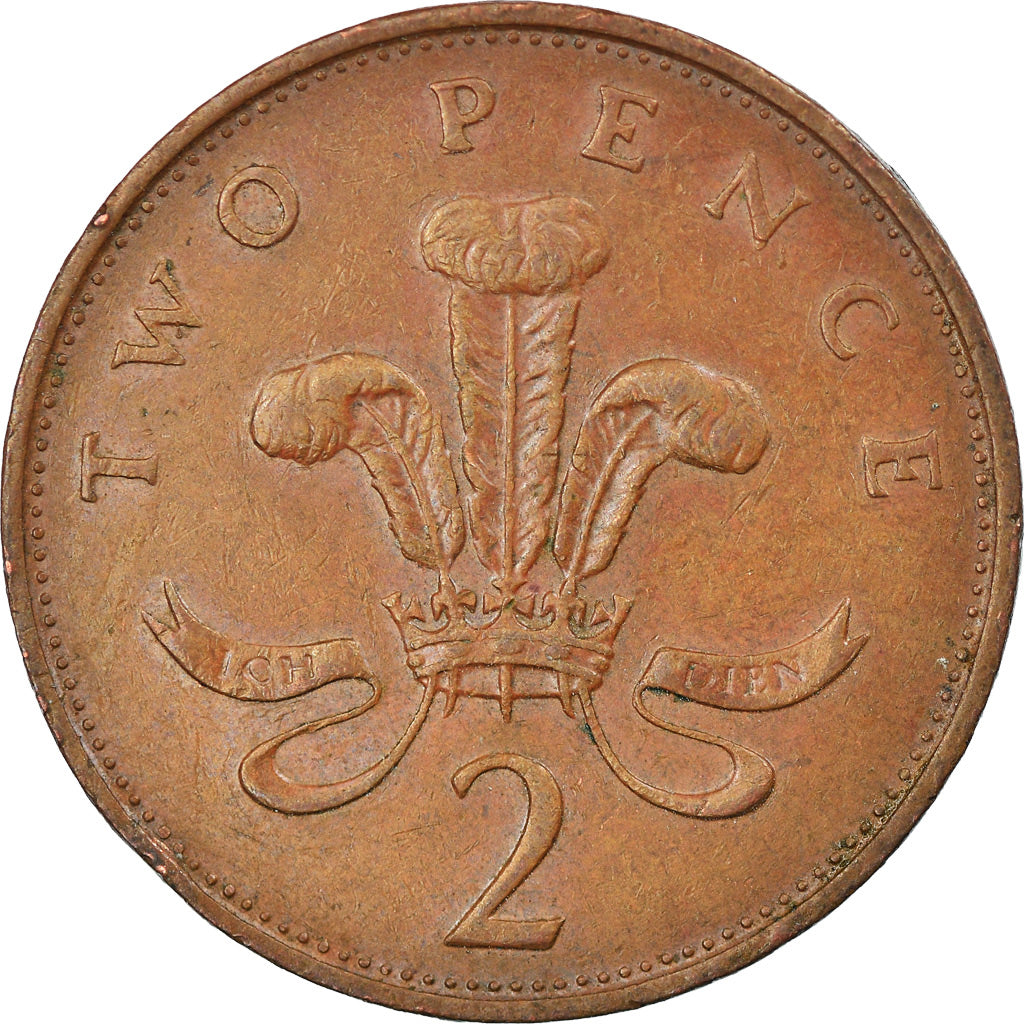 Moneda, Gran Bretaña, Elizabeth II, 2 Pence, 1987, BC+, Bronce, KM:936