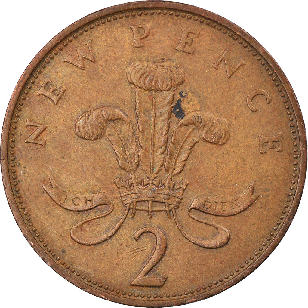 Moneda, Gran Bretaña, Elizabeth II, 2 New Pence, 1975, BC+, Bronce, KM:916