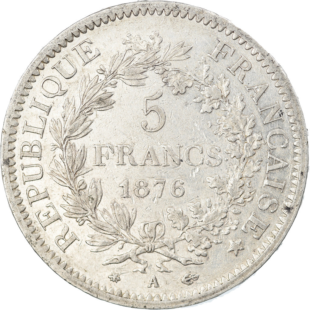 Moneta, Francja, Hercule, 5 Francs, 1876, Paris, AU(50-53), Srebro, KM:820.1
