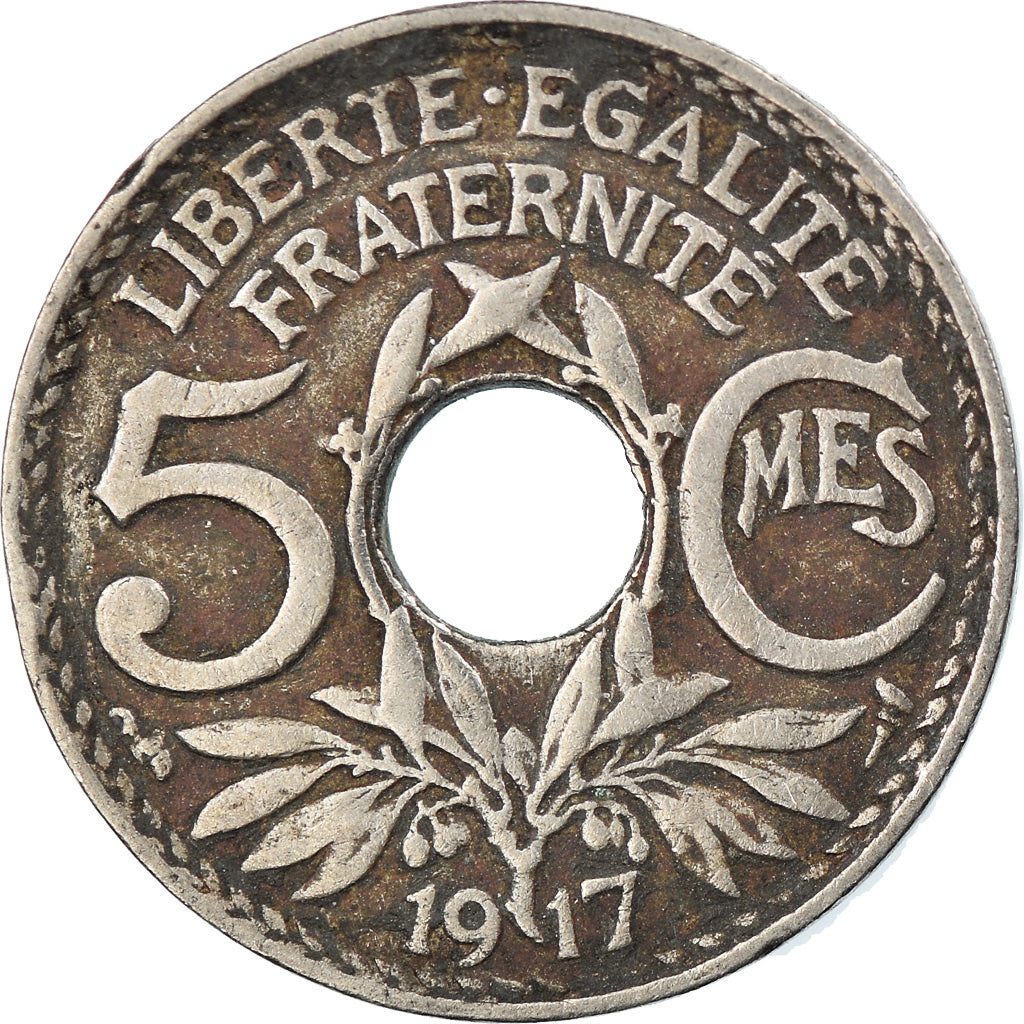 Moneta, Francia, Lindauer, 5 Centimes, 1917, MB+, Rame-nichel, KM:865