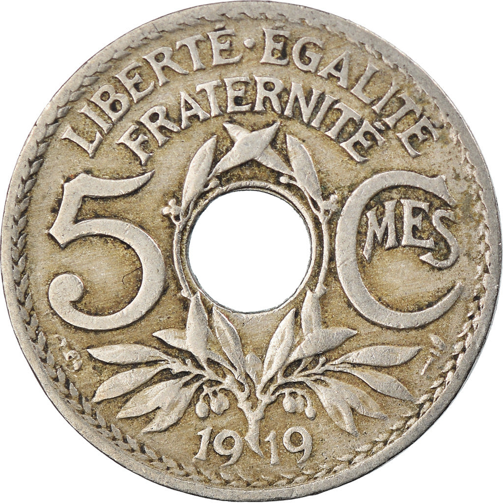 Munten, Frankrijk, Lindauer, 5 Centimes, 1919, Paris, ZF, Copper-nickel, KM:865