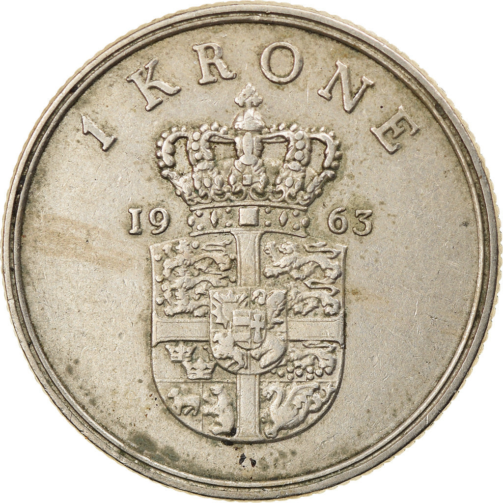 Coin, Denmark, Frederik IX, Krone, 1963, EF(40-45), Copper-nickel, KM:851.1