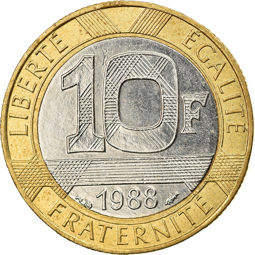 Münze, Frankreich, Génie, 10 Francs, 1988, Paris, VZ, Bi-Metallic, KM:964.1