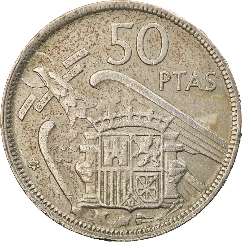 Monnaie, Espagne, Caudillo and regent, 50 Pesetas, 1957, TTB+, Copper-nickel