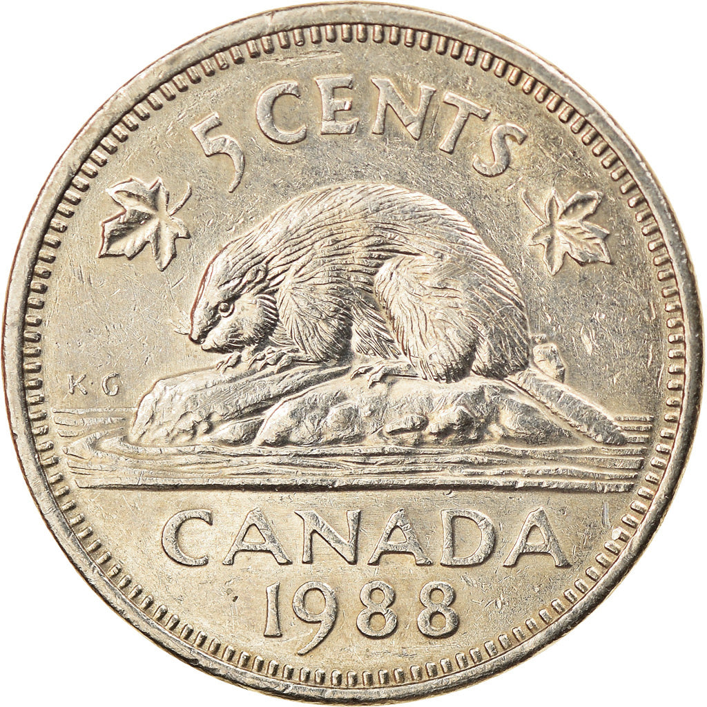 Coin, Canada, Elizabeth II, 5 Cents, 1988, Royal Canadian Mint, Ottawa