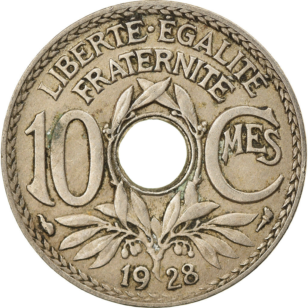 Munten, Frankrijk, Lindauer, 10 Centimes, 1928, FR+, Copper-nickel, KM:866a