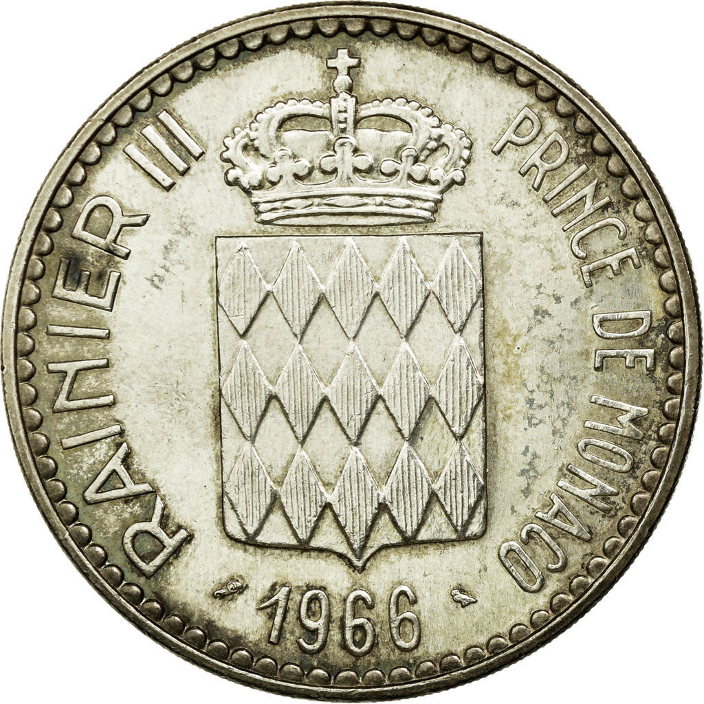 Moneta, Monaco, Rainier III, 10 Francs, 1966, MS(60-62), Srebro, Gadoury:155