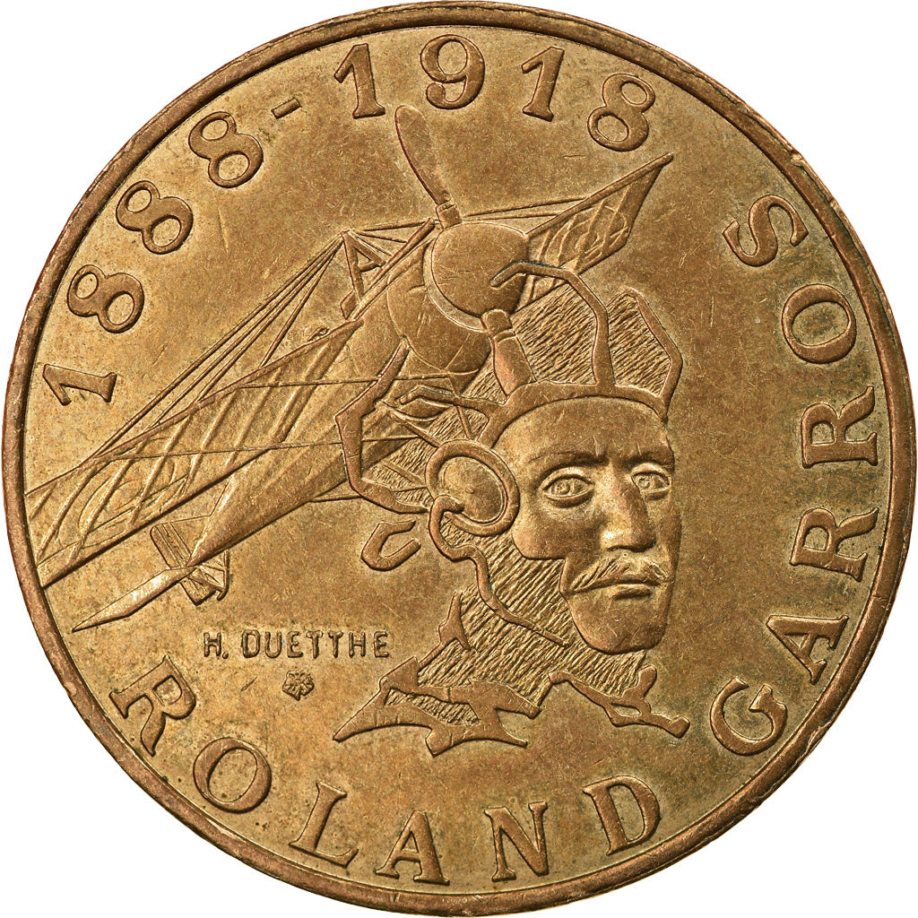 Moneda, Francia, Roland Garros, 10 Francs, 1988, Paris, MBC, Aluminio - bronce