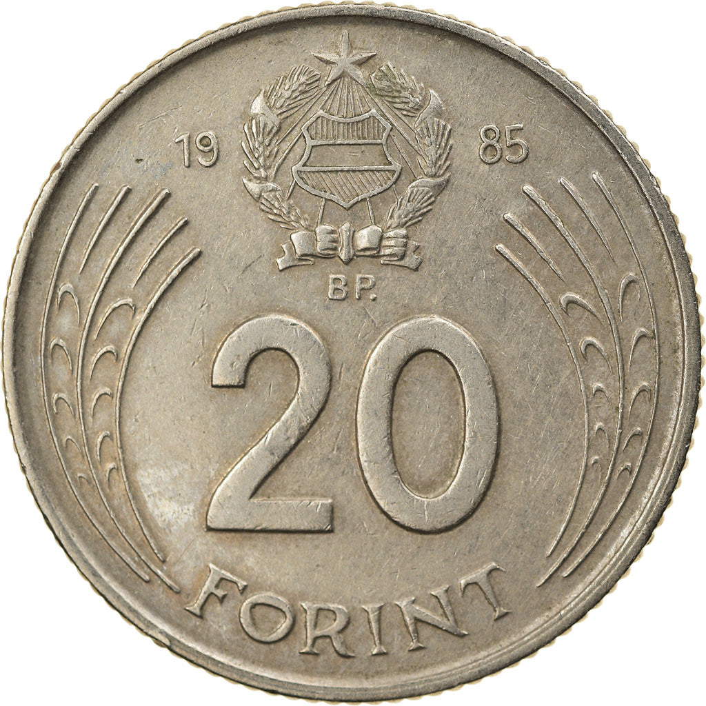 Coin, Hungary, 20 Forint, 1985, Budapest, AU(50-53), Copper-nickel, KM:630