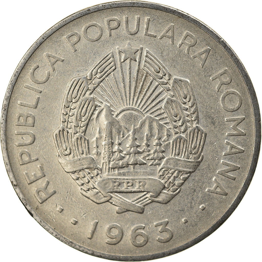 Coin, Romania, Leu, 1963, EF(40-45), Nickel Clad Steel, KM:90