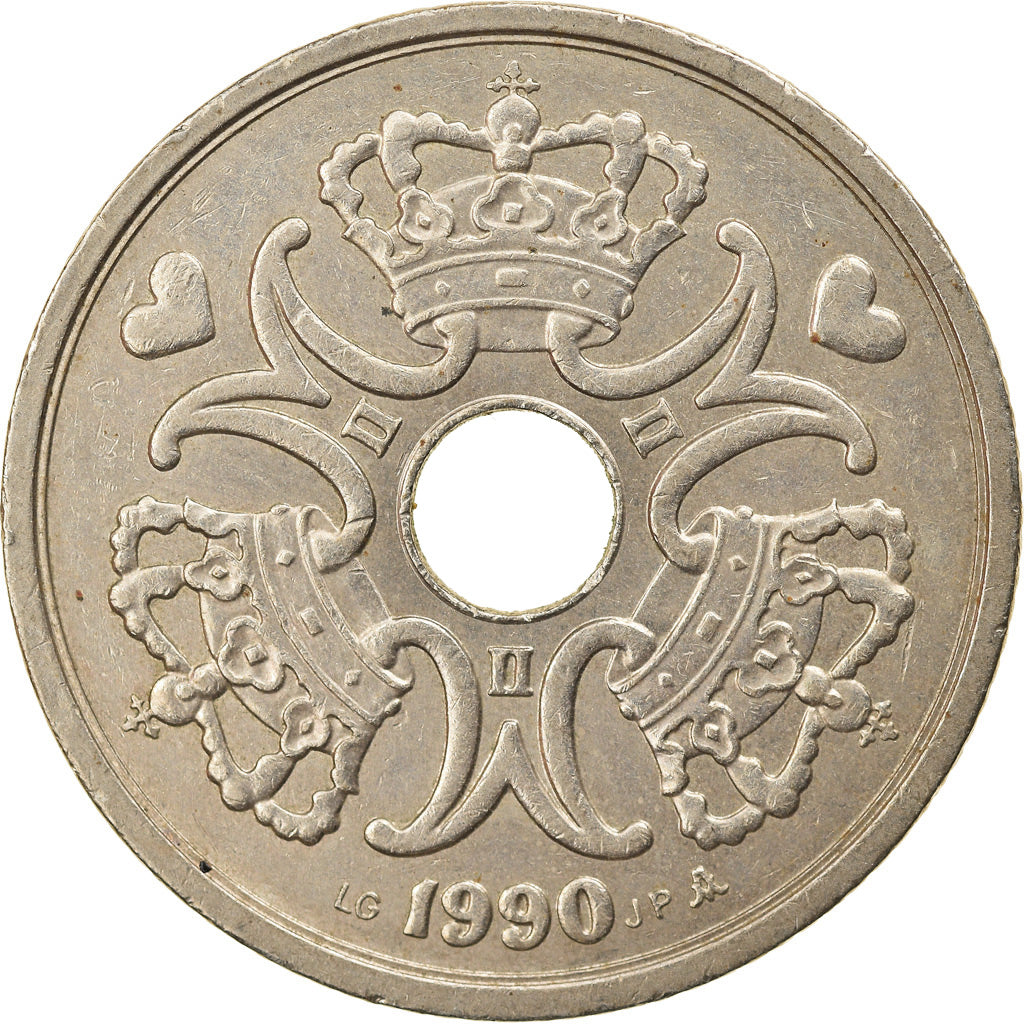 Monnaie, Danemark, Margrethe II, 5 Kroner, 1990, Copenhagen, TTB, Copper-nickel