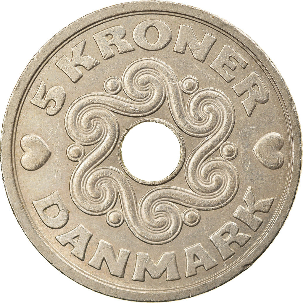 Monnaie, Danemark, Margrethe II, 5 Kroner, 1990, Copenhagen, TTB, Copper-nickel