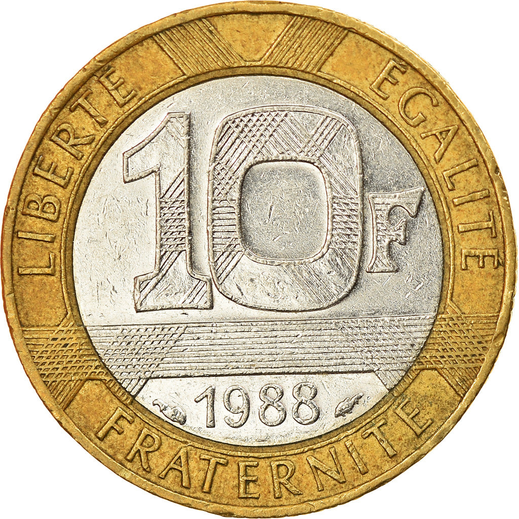 Moneta, Francia, Génie, 10 Francs, 1988, BB, Bi-metallico, KM:964.1