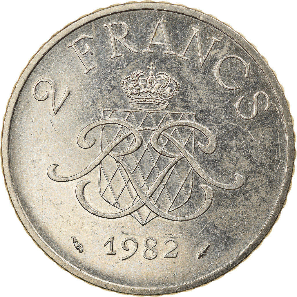 Moneda, Mónaco, Rainier III, 2 Francs, 1982, MBC+, Níquel, KM:157