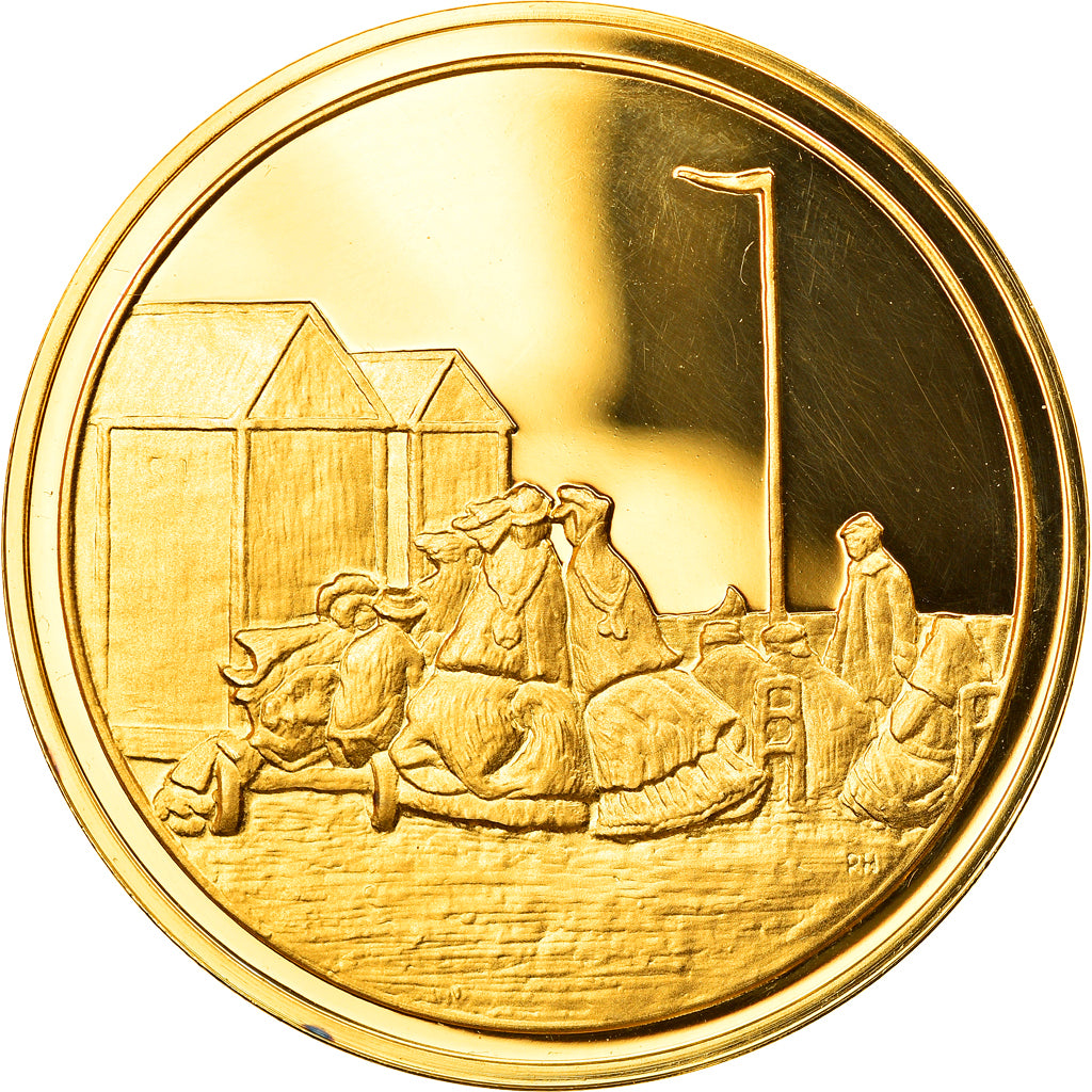 France, Medal, Arts & Culture, Scène de la plage, ciel d'orage de Eugène