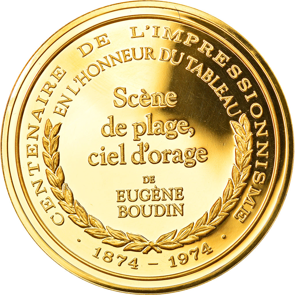 France, Medal, Arts & Culture, Scène de la plage, ciel d'orage de Eugène
