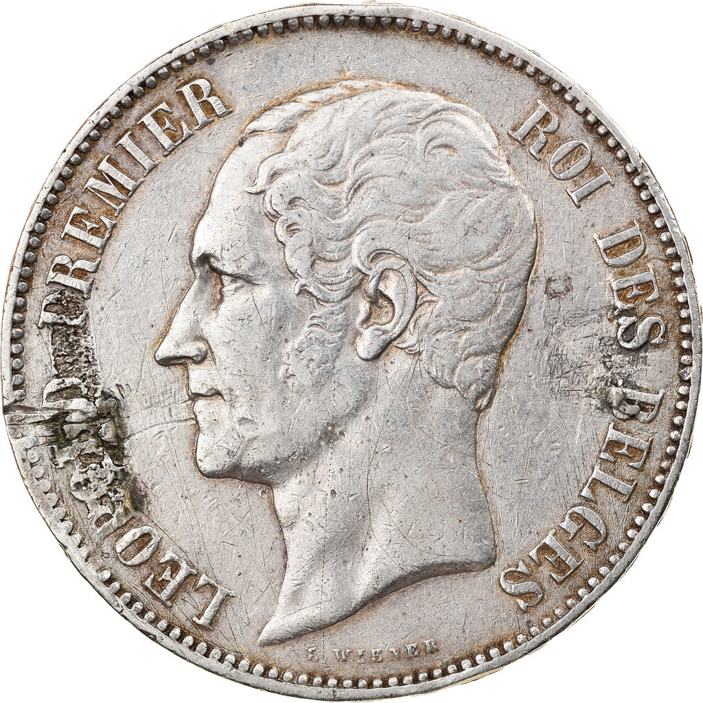 Moneda, Bélgica, Leopold I, 5 Francs, 1853, MBC, Plata, KM:2.1