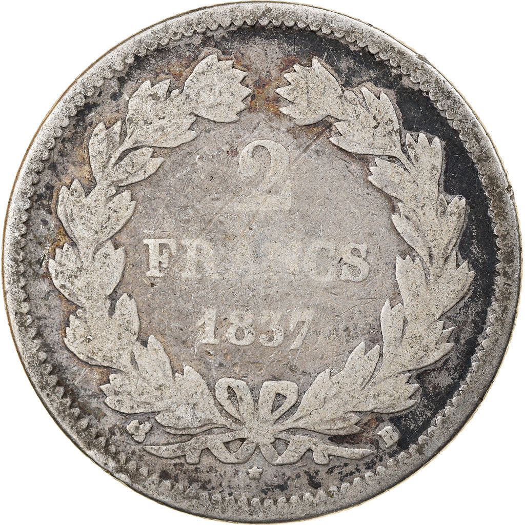 Coin, France, Louis-Philippe, 2 Francs, 1837, Rouen, F(12-15), Silver, KM:743.2