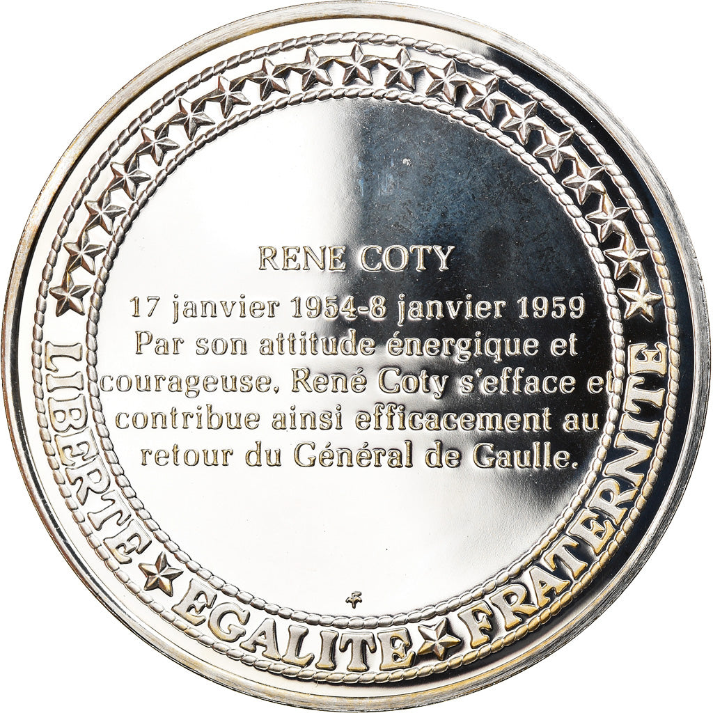 France, Medal, Les Présidents de la République, René Coty, MS(65-70), Silver