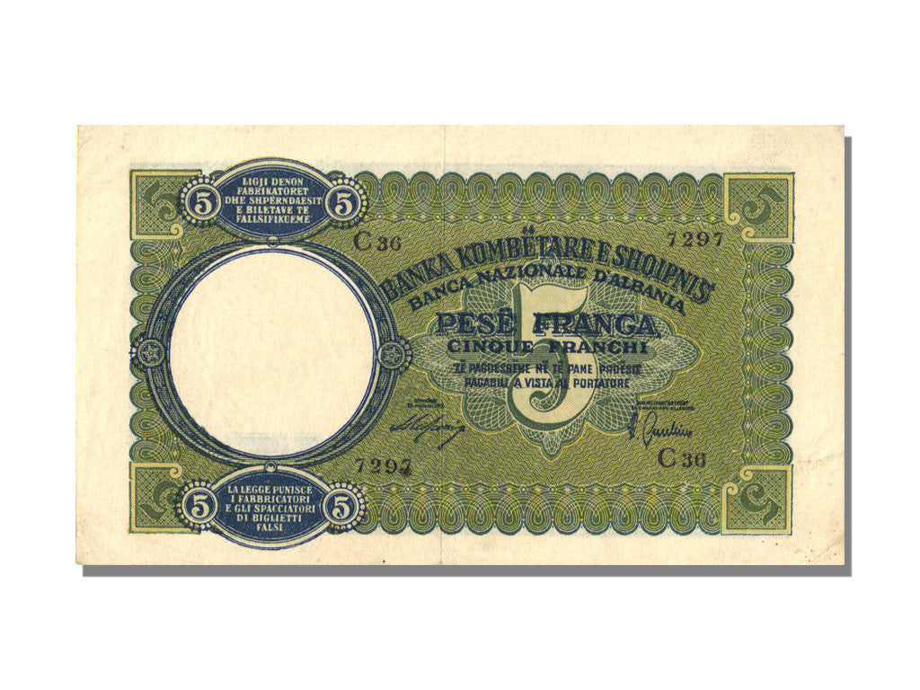 Banknot, Albania, 5 Franga, AU(55-58)
