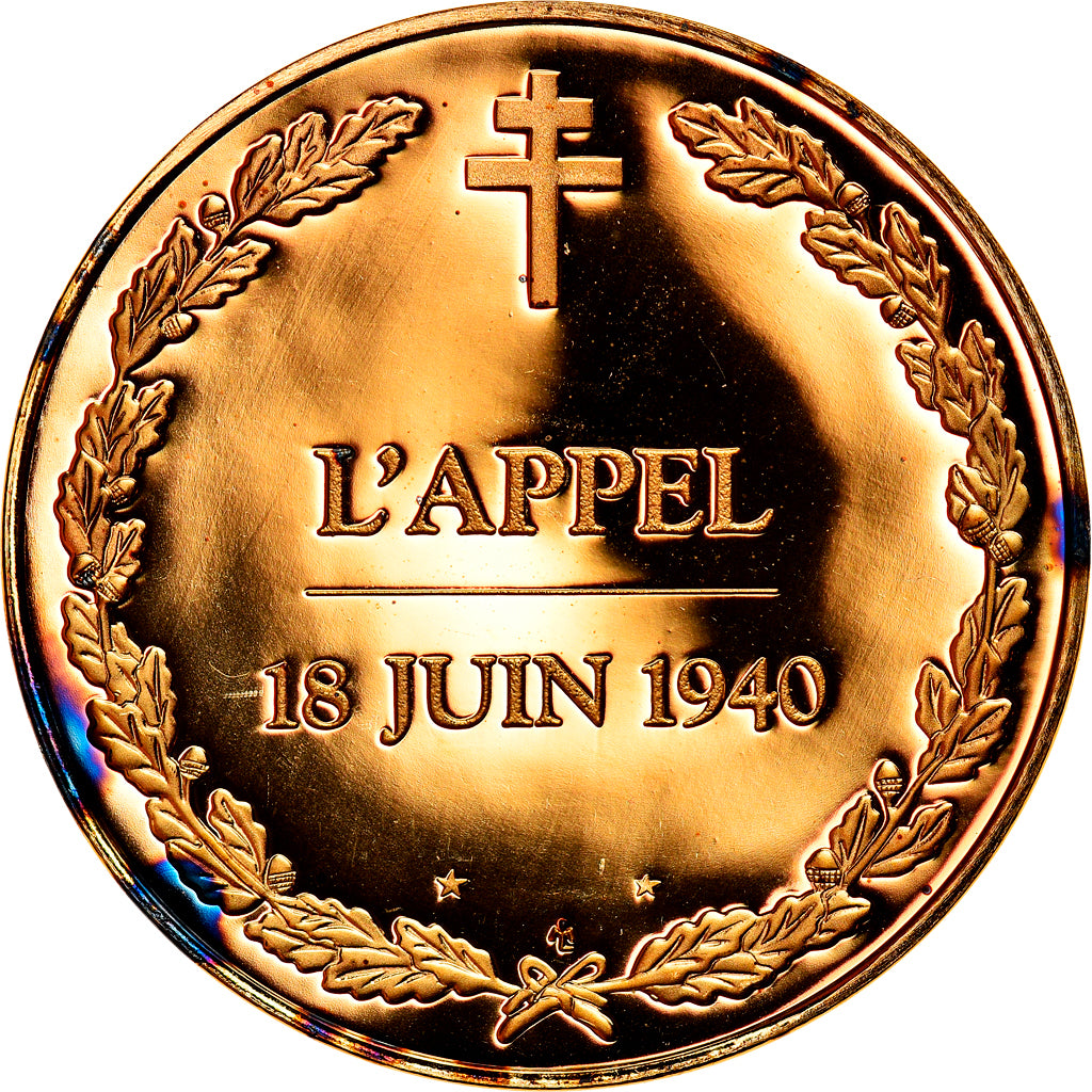 France, Medal, L'appel, 18 juin 1940, Politics, Society, War, MS(63), Vermeil