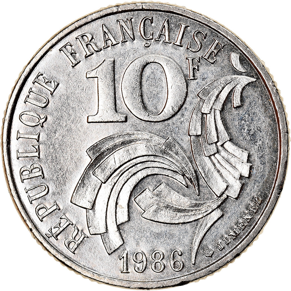 Coin, France, Jimenez, 10 Francs, 1986, Paris, MS(63), Nickel, KM:959