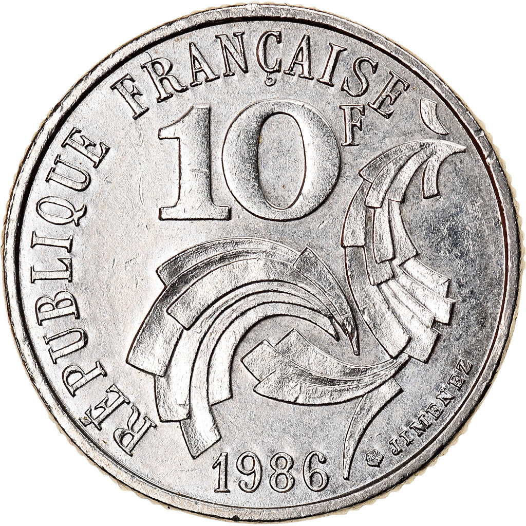 Coin, France, Jimenez, 10 Francs, 1986, Paris, MS(63), Nickel, KM:959
