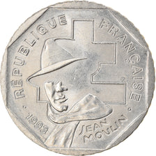Coin, France, Jean Moulin, 2 Francs, 1993, Paris, MS(63), Nickel, KM:1062