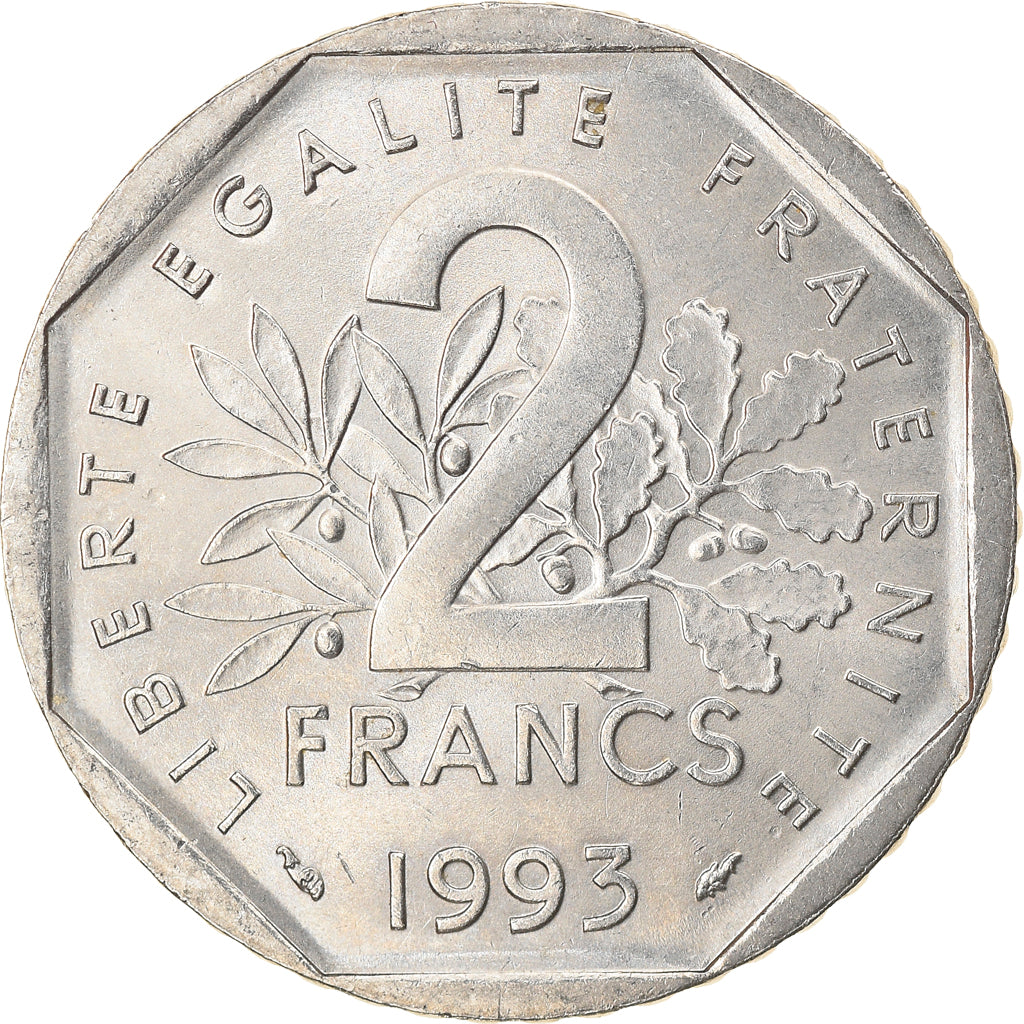 Coin, France, Jean Moulin, 2 Francs, 1993, Paris, MS(63), Nickel, KM:1062
